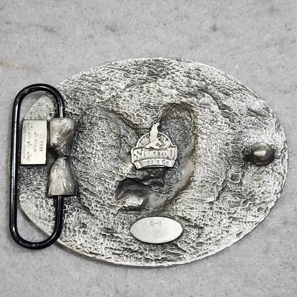 Flying Eagle Belt Buckle G-5 1991 Pewter Oregon USA Siskiyou Buckle Co. Inc Vtg